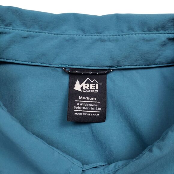 REI Co-op Trailmade Shirt Mens Medium Teal Nylon Hiking Outdoor UPF Performance - Picture 3 of 9